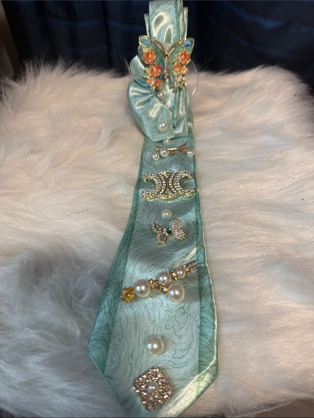 Light Green Butterfly Junk Tie